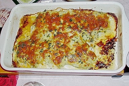 Fisch mit Avocado, Garnelen, Sahne und K&auml;se 3