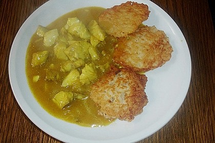 Curryfischragout mit Reispl&auml;tzchen