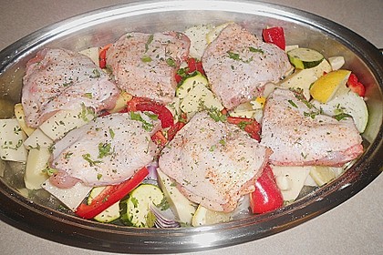 H&auml;hnchen mediterran mit Knobi-Kr&auml;utersauce 4