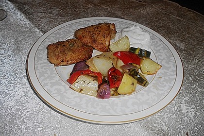 H&auml;hnchen mediterran mit Knobi-Kr&auml;utersauce 5