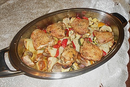 H&auml;hnchen mediterran mit Knobi-Kr&auml;utersauce 6