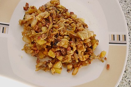 Wirsinggem&uuml;se mit Kartoffeln und Schinkenw&uuml;rfeln 1