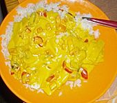 Thail&auml;ndische Gem&uuml;sepfanne mit Reis (Bild)