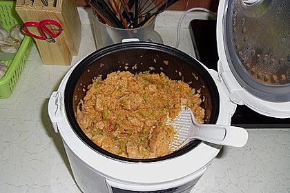 Chinesisches Reisfleisch mit dem Reiskocher