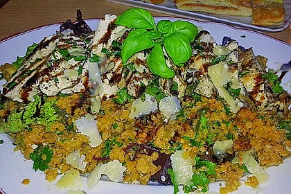 Lauwarmer Linsensalat mit H&auml;hnchen