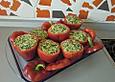 Geschmorte Paprika gef&uuml;llt mit Feta-Spinat-Reis