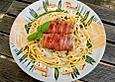Seelachsfilet mit scharfen Spaghetti