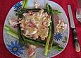 Gr&uuml;ner Spargel mit Eier-Feta Sauce