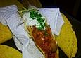 Taco Shell gef&uuml;llt mit einer Hack-Gem&uuml;se-Chili Mischung
