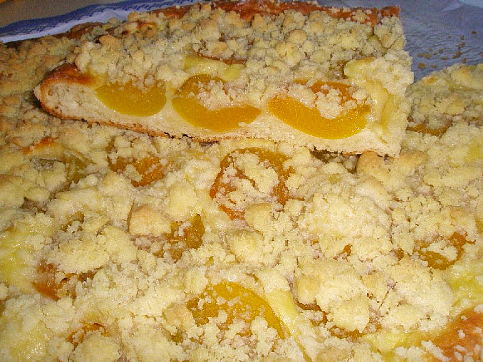 Aprikosen-Vanillecreme-Streusel Blechkuchen (Rezept mit Bild) | Chefkoch.de
