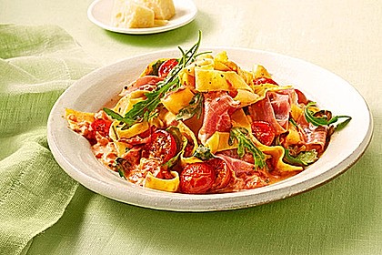 Pasta mit Rucola, Mascarpone und Parmaschinken 1
