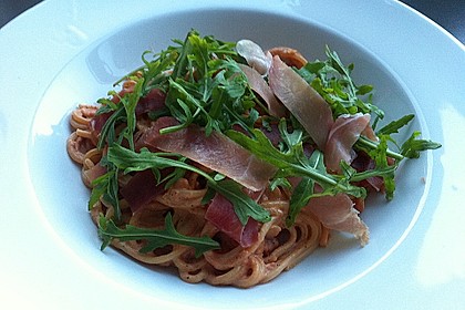 Pasta mit Rucola, Mascarpone und Parmaschinken 13