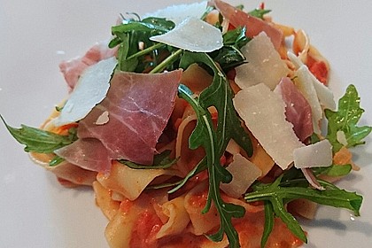 Pasta mit Rucola, Mascarpone und Parmaschinken 2
