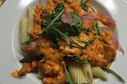 Pasta mit Rucola, Mascarpone und Parmaschinken 3