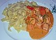 Lachsnudeln in Krebs - Sahne Sauce