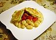 Gnocchi an Tomaten-Paprika-Gem&uuml;se mit Zucchini im Ausbackteig