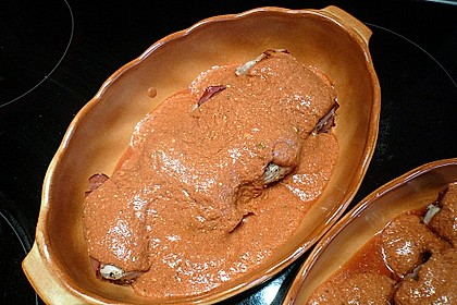 Schweinefilets mit Bacon und Tomatensahnesoße überbacken 20