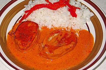 Schweinefilets mit Bacon und Tomatensahnesoße überbacken 18