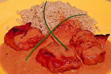 Schweinefilets mit Bacon und Tomatensahnesoße überbacken 19
