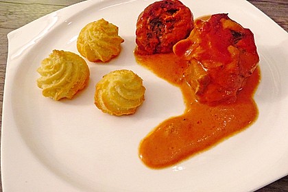 Schweinefilets mit Bacon und Tomatensahnesoße überbacken 10