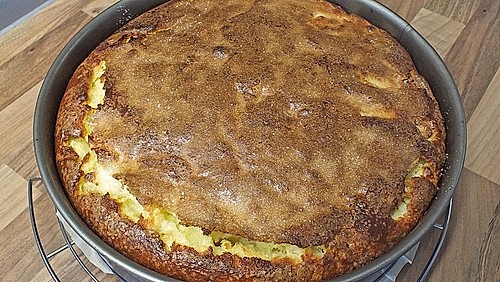 Apfelkuchen ohne Boden mit Quark-Vanillepudding (Rezept mit Bild ...