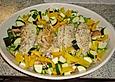 &Uuml;berbackene H&auml;hnchenfilets mit mediterranem Gem&uuml;se (low carb)