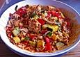 Mediterrane Putenpfanne mit Reis