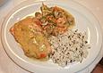 Lachs mit Scampi-Gem&uuml;se-Ragout und Dill-Honig-Senf-So&szlig;e