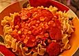 Pasta mit scharfer Barbecueso&szlig;e