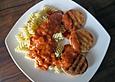 J&auml;gerschnitzelchen mit Spezialtomatenso&szlig;e