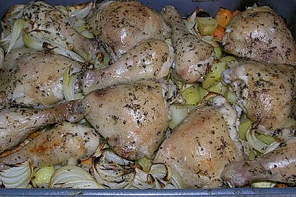 H&auml;hnchenkeule auf gebackenem Gem&uuml;se 1