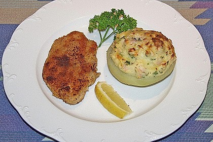 Kohlrabi - Hälften mit pikantem Kartoffel - Häubchen 1