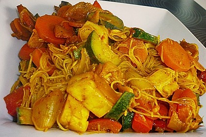 Spaghetti mit Curry - Gem&uuml;se