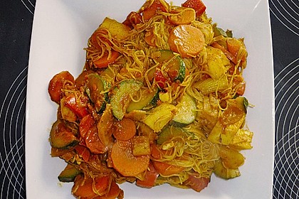 Spaghetti mit Curry - Gem&uuml;se 1