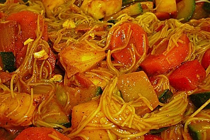 Spaghetti mit Curry - Gem&uuml;se 2