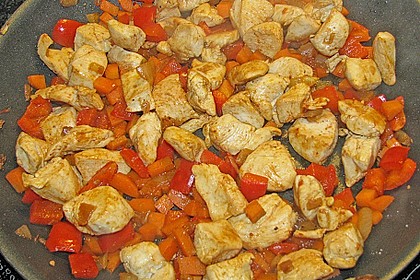 Scharfe H&auml;hnchen - Spaghetti Pfanne 10