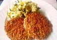 Panierte Kohlrabischnitzel an Kartoffel-Kohlrabibl&auml;tter-P&uuml;ree f&uuml;r 2 Personen