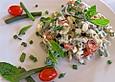 Fleischsalat vom Lamm mit gr&uuml;nen Bohnen in Minz-Senf-Joghurt-Sauce