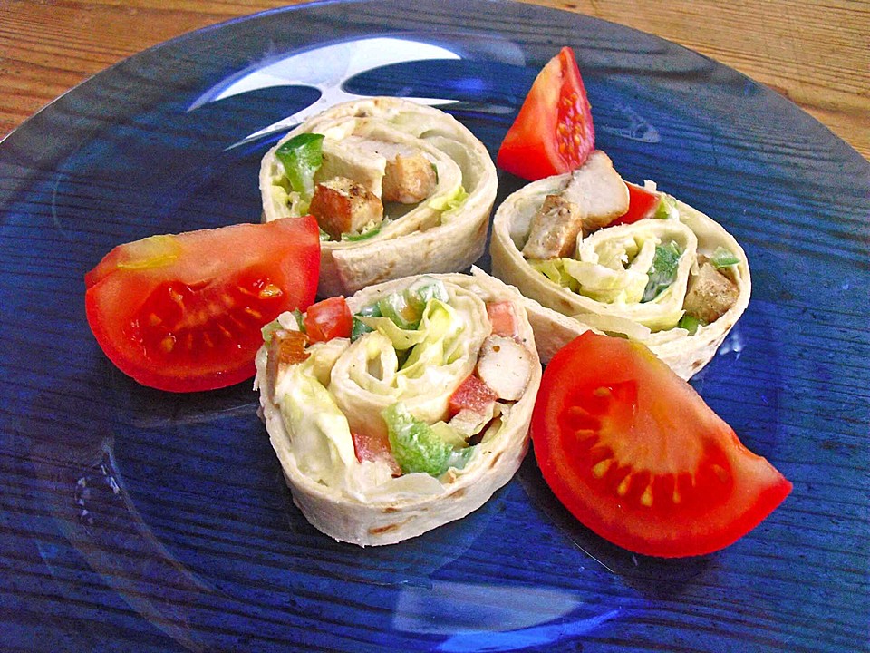 Wraps mit gebratener Hähnchen- oder Putenbrust (Rezept mit Bild ...