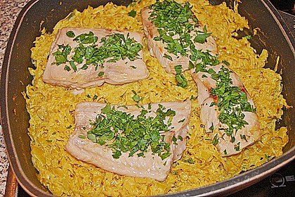 Frischer Lachs auf Rahmsauerkraut 9
