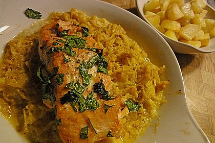 Frischer Lachs auf Rahmsauerkraut 11