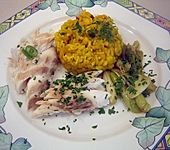 Wolfsbarsch in Wei&szlig;weinsauce an Dicken Bohnen (Bild)