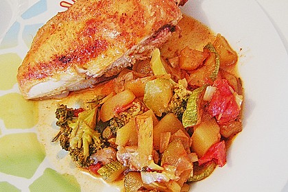 H&auml;hnchenkeulen mit Gem&uuml;se