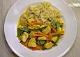 Seeteufelragout mit Gem&uuml;sejulienne und Safransauce