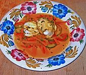 Seeteufelragout mit Gem&uuml;sejulienne und Safransauce (Bild)