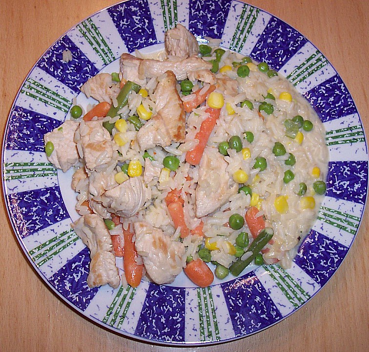 Reispfanne mit Pute und Gemüse in Sahnesoße (Rezept mit Bild) | Chefkoch.de