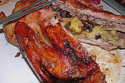 Ente mit Äpfeln, Backpflaumen und Speck 1
