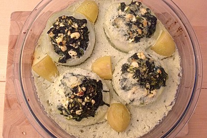Kohlrabi gefüllt mit Spinat, Schafskäse und Schalotten 16