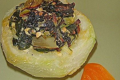 Kohlrabi gefüllt mit Spinat, Schafskäse und Schalotten 12
