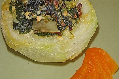 Kohlrabi gefüllt mit Spinat, Schafskäse und Schalotten 7